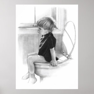 IMPORTANT BUSINESS: BOY ON TOILET, PENCIL POSTER