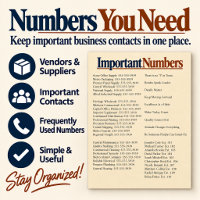 Important Business Numbers and Service Contacts