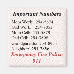 Important Numbers Magnet