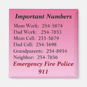 Important Numbers Magnet