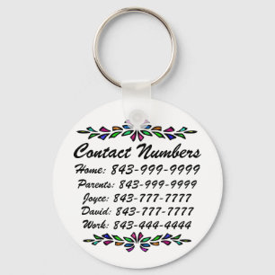 Important Phone Numbers Key Ring