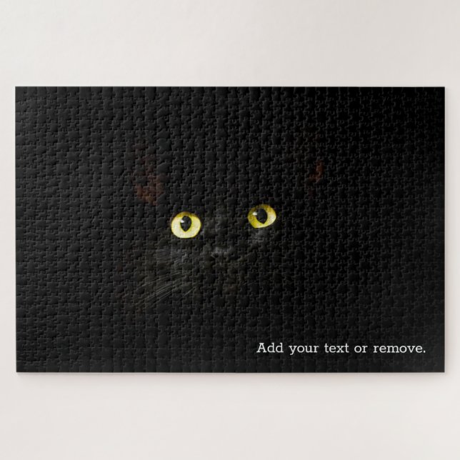 IMPOSSIBLE 1: black cat against black background, Jigsaw Puzzle (Horizontal)