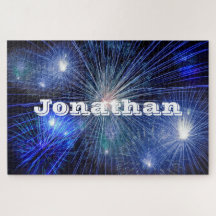 Impossible blue fireworks nightsky personalized