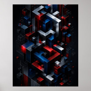 Impossible Geometric 3D Abstract Structure Poster