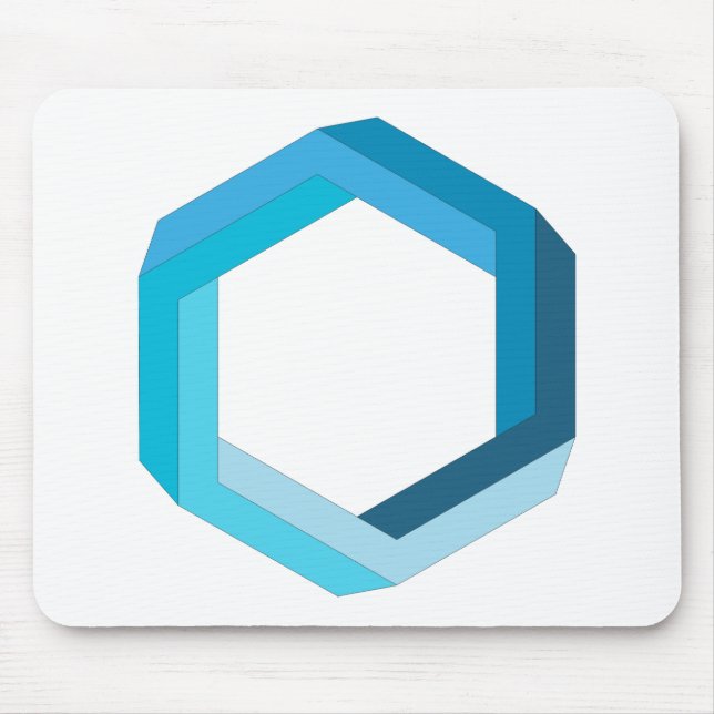 Impossible geometry: Blue hexagon. Mouse Mat (Front)