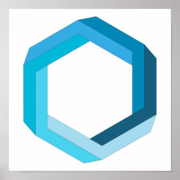 Impossible geometry: Blue hexagon. Poster