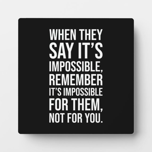 Impossible - Gym, Hustle, Success, Motivational Plaque (Front)