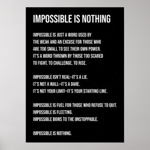Impossible Is Nothing, Gym, Hustle, Success, Grind Poster