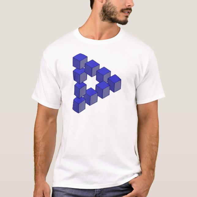 Impossible Staircase of Squares Optical Illusion T-Shirt (Front)