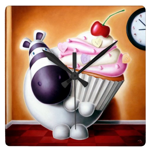Image of Impossimal(c) - 'Cake-O-Clock!' Cake-O-Clock, Clock! Square Wall Clock