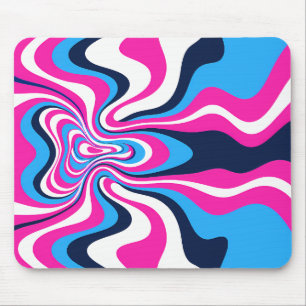 Impresión de Arte de Olas Retro Vibrantes - Diseño Mouse Mat