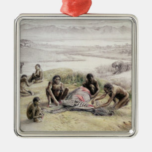 Impression of a camp occupied by Homo habilis Metal Tree Decoration