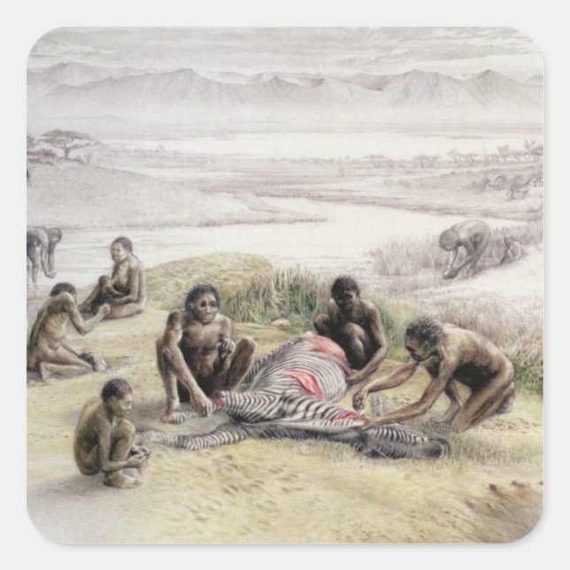 Impression of a camp occupied by Homo habilis Square Sticker (Front)