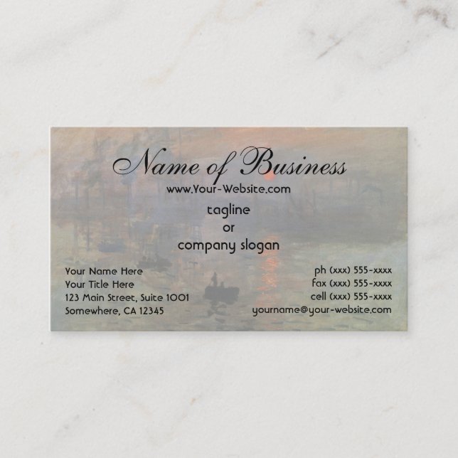 Impression, Sunrise by Claude Monet Business Card (Front)