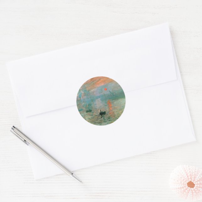Impression, Sunrise by Claude Monet Classic Round Sticker (Envelope)