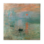 Impression, Sunrise by Claude Monet Tile<br><div class="desc">This famous painting features the sun in the mist and a few masts of boats sticking up in the foreground. Landscape is nothing but an impression, and an instantaneous one. Claude Monet Claude Monet was a founder of French impressionist painting. The term Impressionism is derived from the title of his...</div>