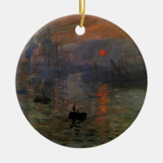 Impression Sunrise by Claude Monet, Vintage Art Ceramic Tree Decoration