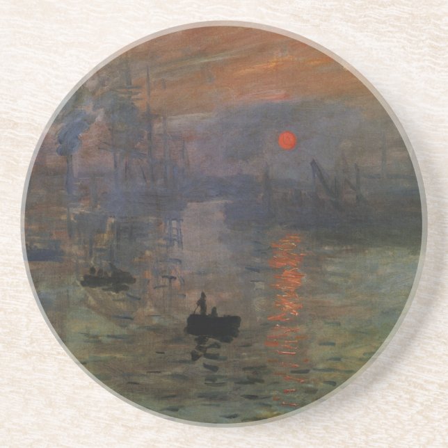 Impression Sunrise by Claude Monet, Vintage Art Coaster (Front)