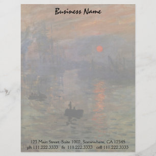 Impression Sunrise by Claude Monet, Vintage Art Custom Letterhead