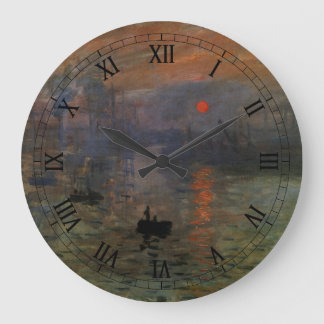 Impression Sunrise by Claude Monet, Vintage Art Large Clock