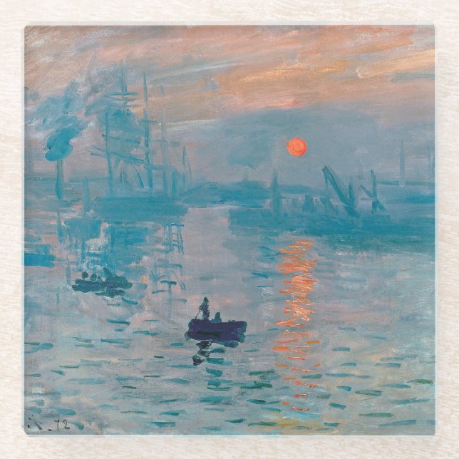 Impression Sunrise Claude Monet  Glass Coaster (Front)