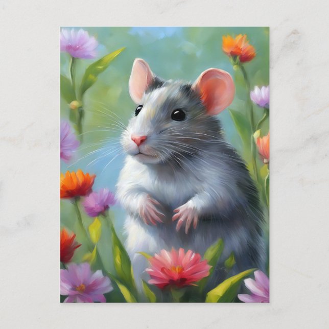 Impressionism Beauty Colourful Rat Postcard (Front)