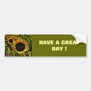 impressionism painting country yellow sunflower bumper sticker