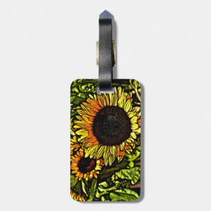 impressionism painting country yellow sunflower luggage tag