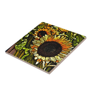 impressionism painting country yellow sunflower tile