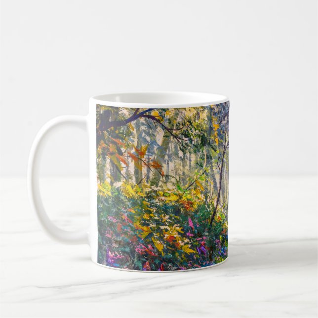 Impressionism Path: Sunny Forest Watercolor Coffee Mug (Left)