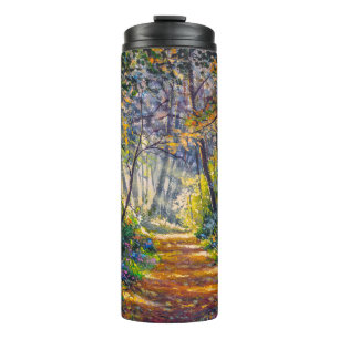 Impressionism Path: Sunny Forest Watercolor Thermal Tumbler