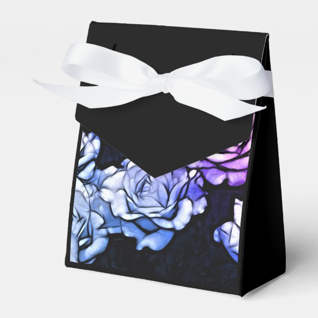 impressionism Shabby Chic Blue Purple Rose Favour Box (Front Side)