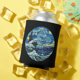 IMPRESSIONISM STARRY NIGHT WAVE OF KANAGAWA ART CAN COOLER
