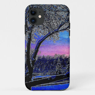 impressionism sunrise landscape winter trees iPhone 11 case