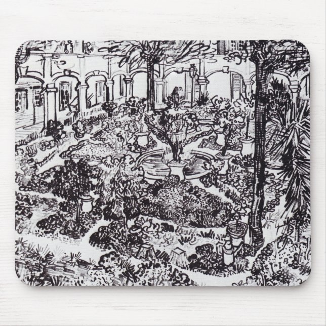 Impressionism Vincent Van Gogh Garten des Hospital Mouse Mat (Front)