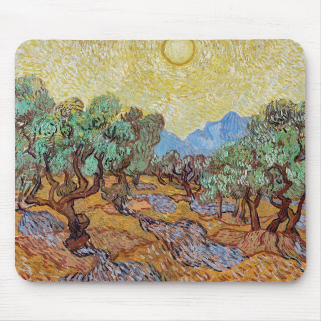 Impressionism Vincent Van Gogh Olive Trees Famous Mouse Mat (Front)