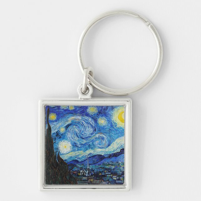 Impressionism Vincent Van Gogh Starry Starry Night Key Ring (Front)