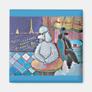 Impressionist Art Poodles Paris Cafe Magnets
