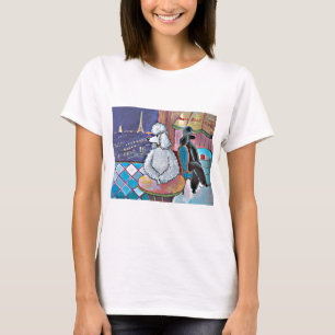 Impressionist Art Poodles Paris Cafe Tee Shirt