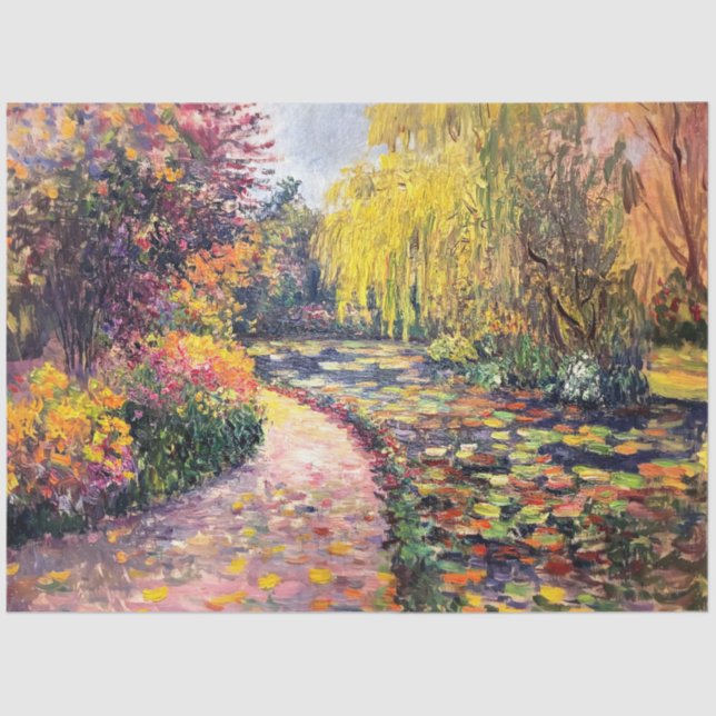 Impressionist Autumn Garden Painting Decoupage Tissue Paper (Front)