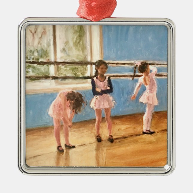 Impressionist Ballerinas at Dance Class Painting Metal Tree Decoration (Front)