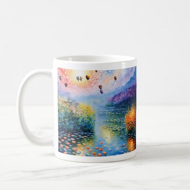 impressionist balloons on the river coffee mug (Left)