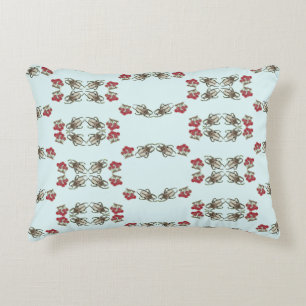 Impressionist Beetle & Cherry Watercolor Pattern Decorative Cushion