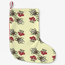 Impressionist Beetle & Cherry Watercolor Pattern