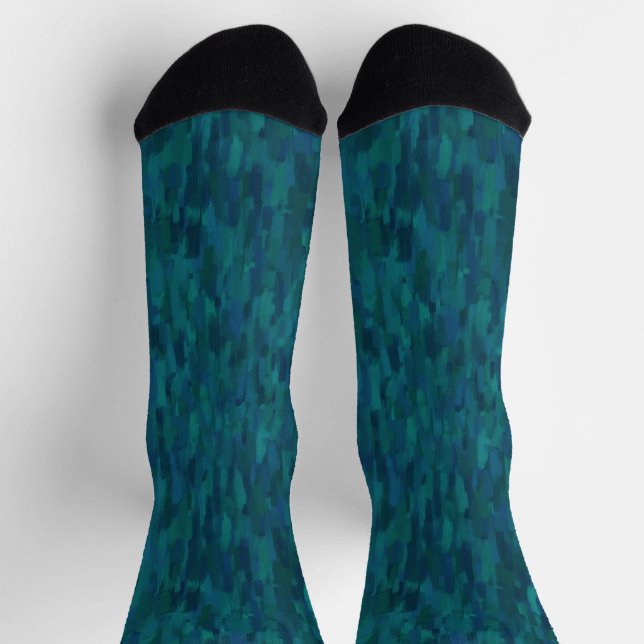 Impressionist Brush Strokes, Navy, Teal, Blue Socks (Top)