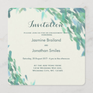 Impressionist brush strokes sea modern wedding invitation