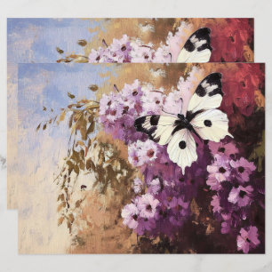 Impressionist Butterfly Garden Scrapbook Paper