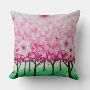 Impressionist cherry blossoms cushion