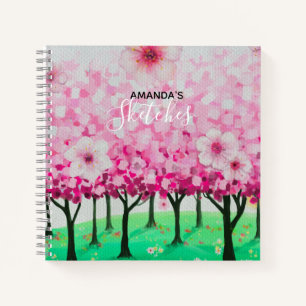 Impressionist cherry blossoms personalised notebook
