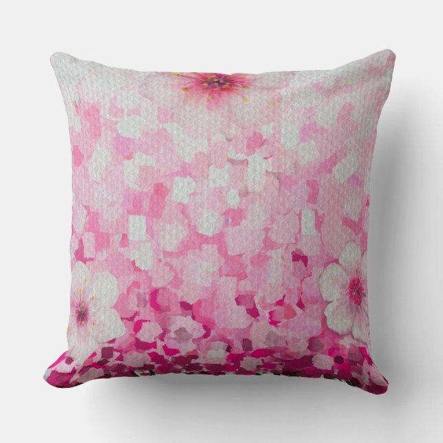 Impressionist cherry blossoms throw pillow (Front)